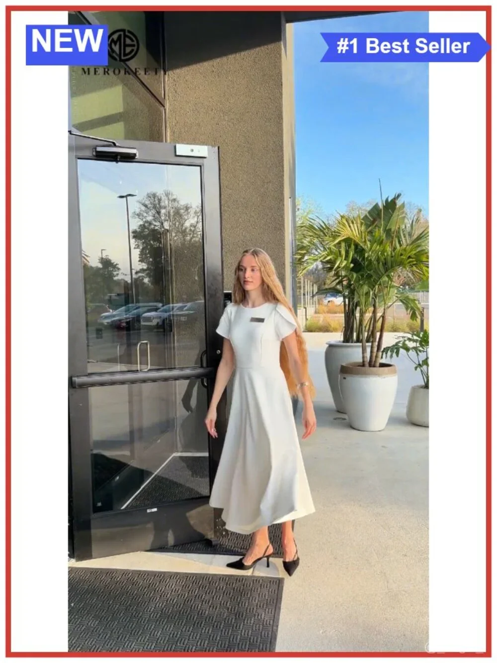 Formal Wedding Guest Midi Dress with Pockets Short Sleeve A-Line